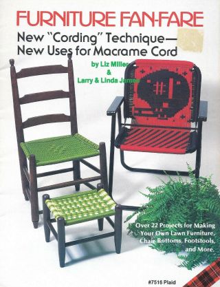 Vintage Macrame Woven Lawn Patio Chair Seats Patterns Book Chaise Lounge, 2