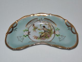 Vintage Antique Victorian French Porcelain Limoges 7 " Bone Dish Cherub C.  1890