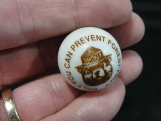 Vintage Smokey Bear White W/ Brown Marble Only You Can Prevent Forest Fires