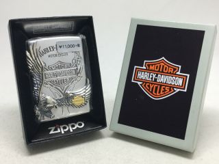 Zippo Oil Lighter Harley Davidson Hdp - 16 Silver Brass Bald Eagle Japan Limited