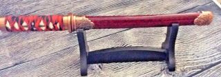 Vtg Red Japanese Samurai Sword Katana High Carbon Steel Full Tang Blade Can Cut
