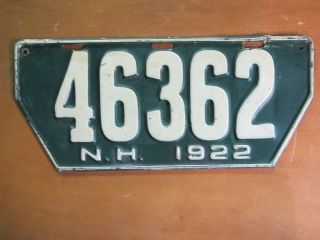 1922 Hampshire Non - Resident License Plate