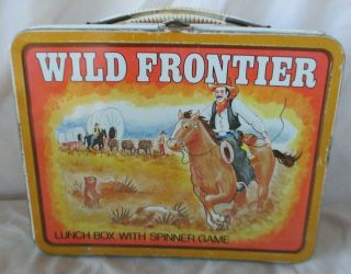Vintage Wild Frontier Metal Lunchbox Ohio Art Cowboy Western Trail Herd