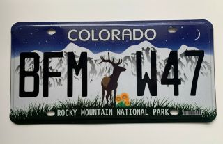 Colorado Rocky Mountain National Park Specialty License Plate Hard To Find