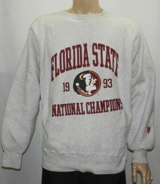 Mv Sport Pro Weave Fsu Florida State Seminole 93 National Champion Large Sweater