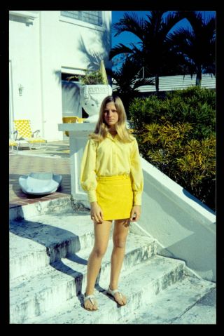 Vintage Pretty Blonde Snapshot Photo 1970s Miniskirt