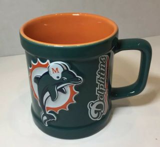 Miami Dolphins Nfl Coffee Cup With Raised Dolphin Logo Official License Product