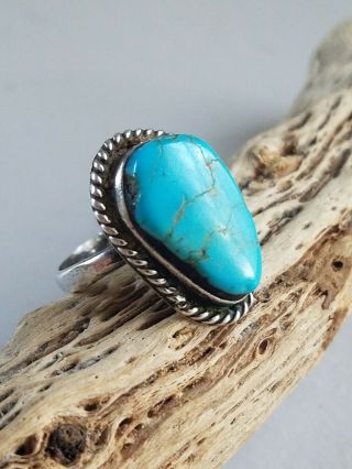 Vintage Native American Turquoise Sterling Silver Ring - Size 7 - Stunning