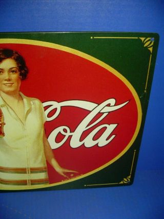 Vintage Coca Cola Metal Sign Victorian Lady Coca Cola Bottle 16.  5 