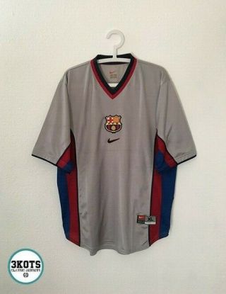 Barcelona Fc 1999/00 Away Football Shirt Xl Nike Vintage Soccer Jersey