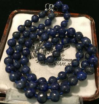 Vintage Jewellery Lovely Lapis Lazuli & Sterling Silver Triple Strand Bracelet