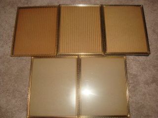 Vintage 8 " X 10 " Brass Danish Picture Frame With Glass And Easel Back (5) 1940s
