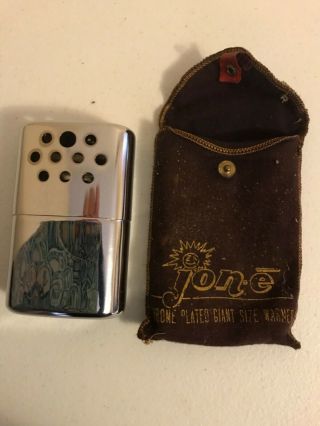 Vintage Pocket Hand Warmer Jon - E Std Size Made In Usa W/ Red Bag