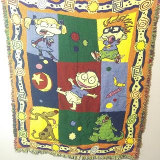 Rugrats Vintage Woven Tapestry Throw Blanket Northwest Company 44x54 Nickelodeon