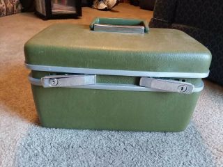 Vintage Samsonite Avocado Green Train Case Luggage W/tray And 2 Keys