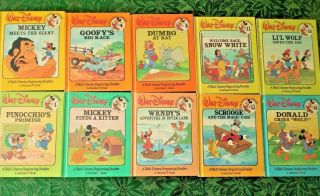Walt Disney Fun - To - Read Library Beginner Reader Set 11 Books 1986 Vtg Great