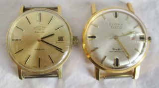 2 Vintage Mens Gold Plate Watches Ilona Wind Up& Rotary Automatic Need Attention