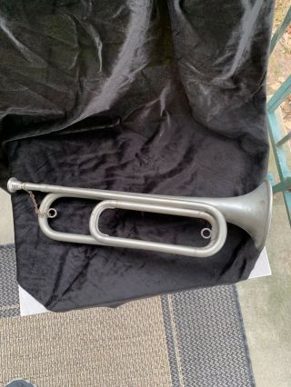 Vintage Aluminum Bugle Trumpet Military Boy Scout Musical Instrument Great Shape