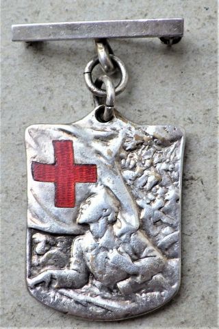 Red Cross Prisoner Of War Nurses Medal Enamel Badge Vintage Antique