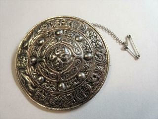 Vintage Sterling Silver Large Scottish Iona,  Celtic Design Brooch,  Pin - 30.  7g