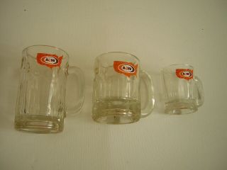 Vintage 1972 United States Map A&w Root Beer Mugs Heavy Thumbprint Glass