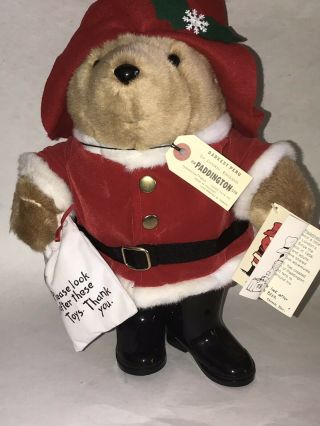 Vtg Holiday Christmas Eden 16 " Stuffed Plush Paddington Bear Santa Claus Suit