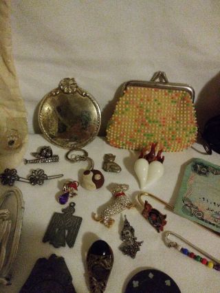 Vintage To Now Junk Drawer Half Penny 1800 ' s Charms Jewelry Coro Avon CH Sugar 3