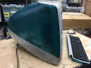 Vintage Apple iMac G3,  Blueberry with Keyboard,  Power Cord 3