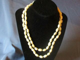 Vintage Two Strand Mother Of Pearl Bead Necklace