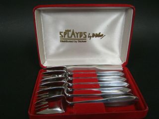 Vintage Mcarthur Boxed Set Of 6 Mini Splayds In Red Velvet Case By Stokes