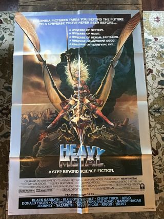 Vintage 1981 Heavy Metal Movie Poster Full Sheet Science Fiction 41x27
