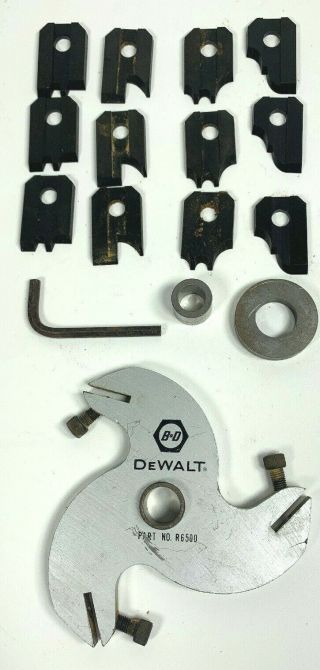Vintage Dewalt Black & Decker 3 Knife Molding Head Set Part No.  R6501 R6500 2