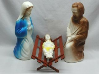 Vintage Empire Plastic Blow Mold 4 Piece Nativity Set 18 " H Mary Joseph Jesus,