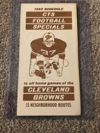 Vintage Cleveland Browns Nfl Football Schedule 1965 Cts Bus Route Timetable