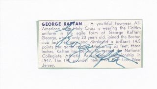 George Kaftan Autograph Signed Vintage Cut 3x5 Index Card D18 Knicks Celtics