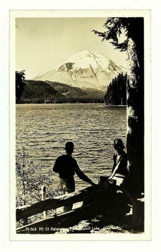 Mt St Helens From Spirit Lake Washington Vintage 1940 