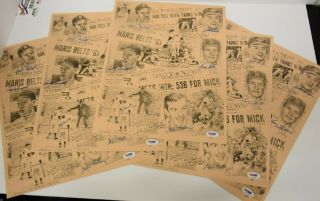 Five Mickey Mantle & Roger Maris Home Run Victims Signed Prints W/yogi Berra Psa