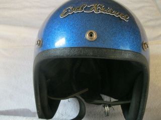 Vintage Nesco Comet Evel Knievel Metallic Blue Flake Motorcycle Helmet Sz M/l