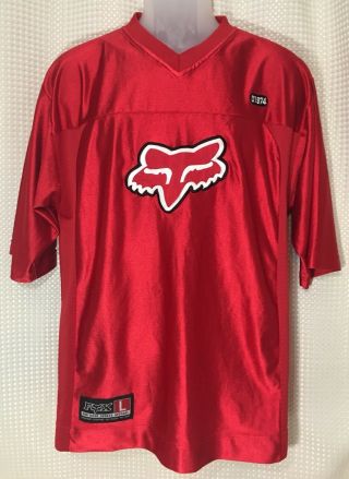 Vintage Fox Jersey Shirt Red Short Sleeves Fox Racing Logo Motocross Sz L