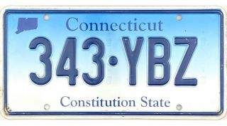 99 Cent Recent Connecticut License Plate 343 - Ybz