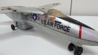 Vintage Tin Plate Toy Litho T.  N.  Japan Airplane Jet Plane Battery Us Air Force