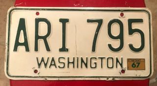 Natural 1967 Washington Passenger Vehicle License Plate Single Ari 795 Yom Clear