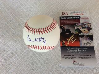Don Mattingly Signed Game Autographed Baseball Ny Yankees Mlb Jsa Cert