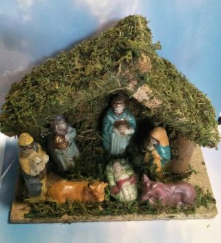 Vintage Collectable Christmas Nativity Scene Decoration With Box