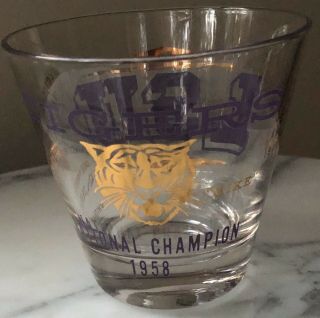 Vintage Lsu Tigers National Champion 1958 Bowl Game Record Bar Glass