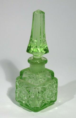 Vintage Art Deco Green Glass Scent Bottle C 1920 - 30.