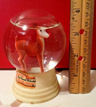 Vintage Rudolph The Red - Nosed Reindeer Merry Christmas Snow Globe