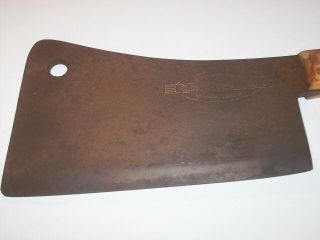 Vintage Craftsman Meat Cleaver Kitchen Butcher Block Knife Wood Handle 8 " Blade