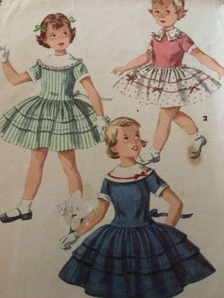 Simplicity Sewing Pattern 1334 Toddler Girls Dress Size 6 Vintage