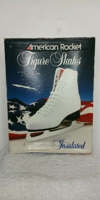 Vtg American Rocket Figure Skates Insulated Size 7 White